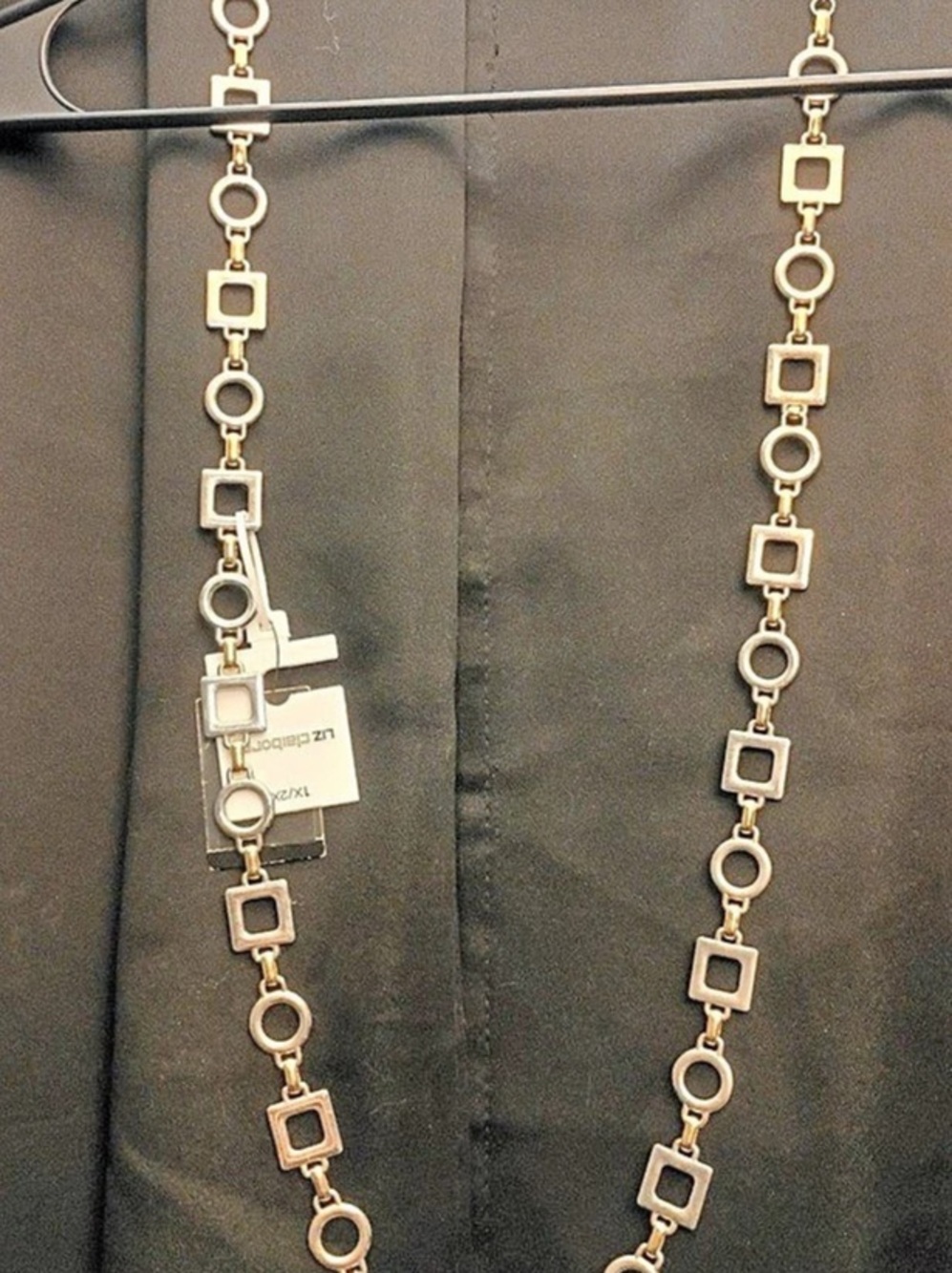 Vintage Liz Claiborne Geometric Link Necklace in Gold & Black NWT